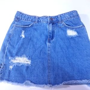 T|S Twentyfourseven Distressed Denim Skirt